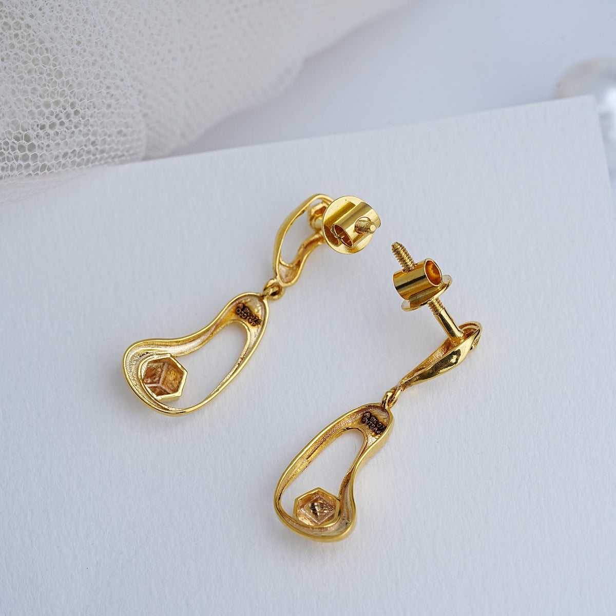 9k gold drop earrings for daily wear, office wear