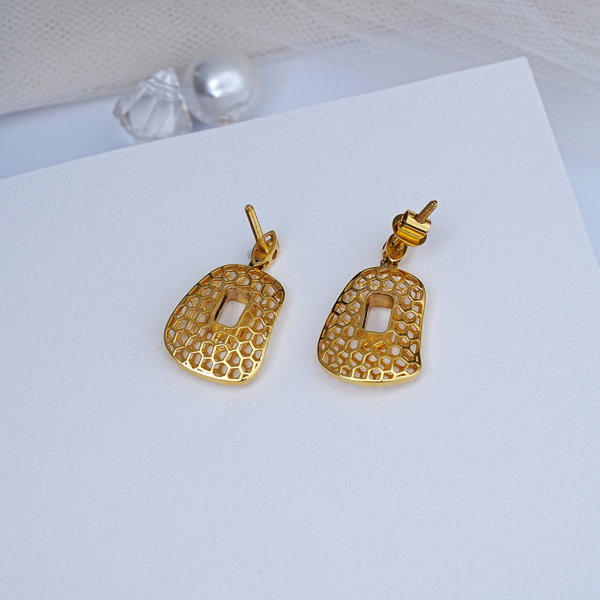 9k gold drop earrings for office wear