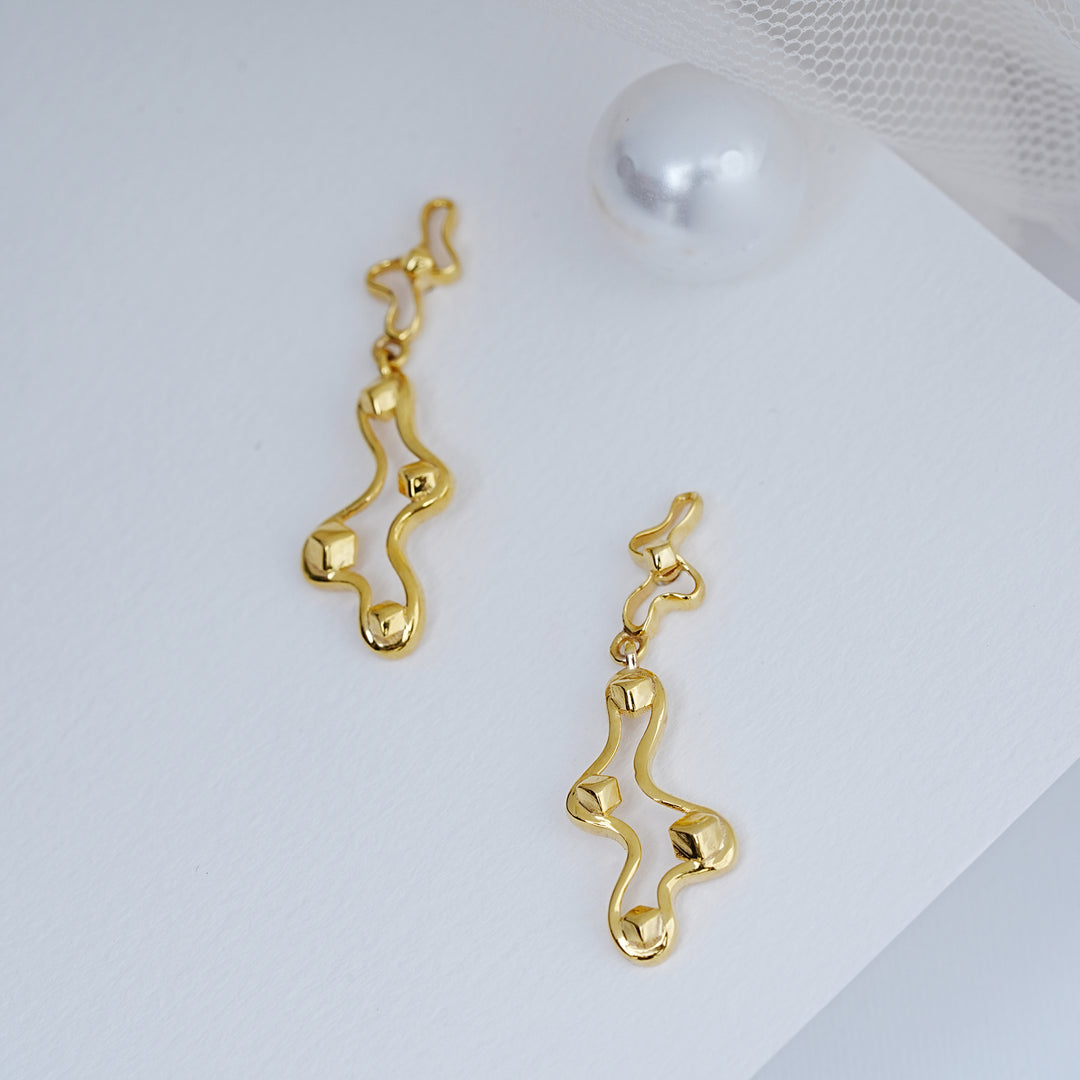 9K Gold Drop Earrings for Daily Wear, Office Wear