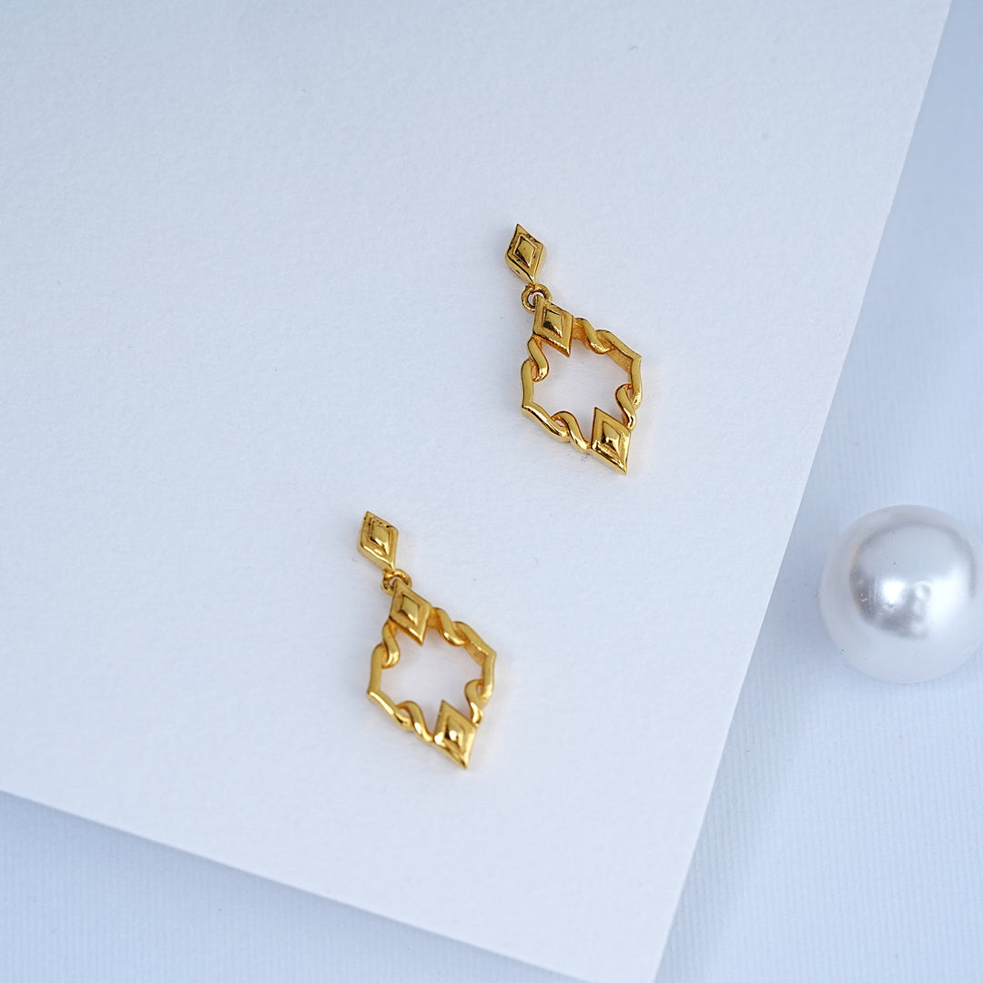 9K Gold Drop Earrings for Daily Wear, Office Wear