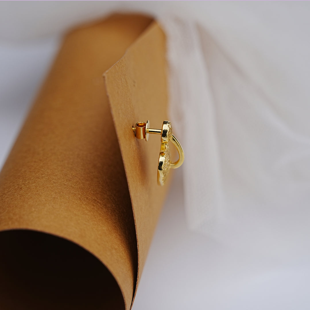 9K Gold Heart Stud Earrings for Daily Wear, Office Wear