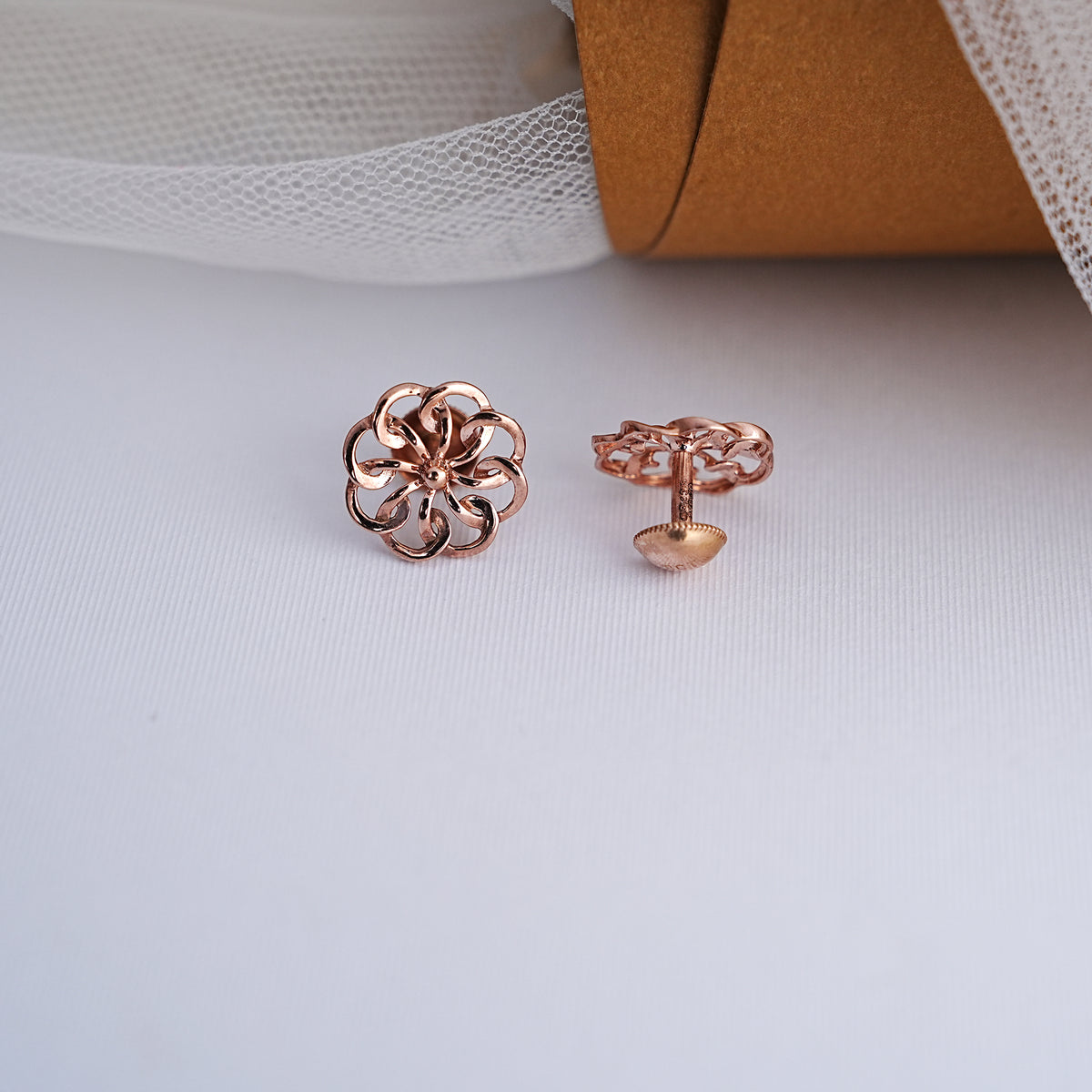 9k rose gold stud earrings for daily wear