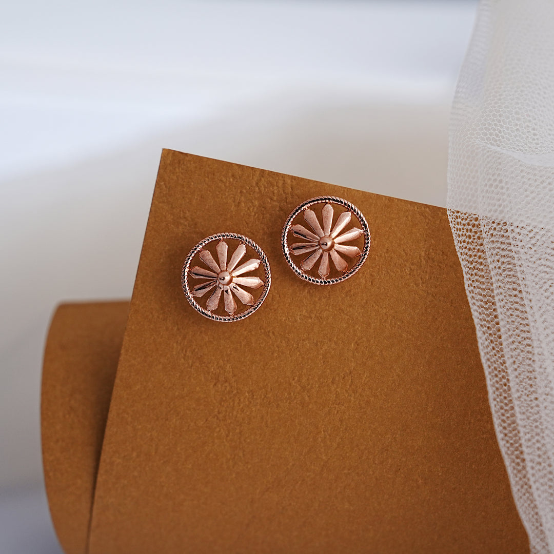 9K Rose Gold Stud Earrings for Daily wear