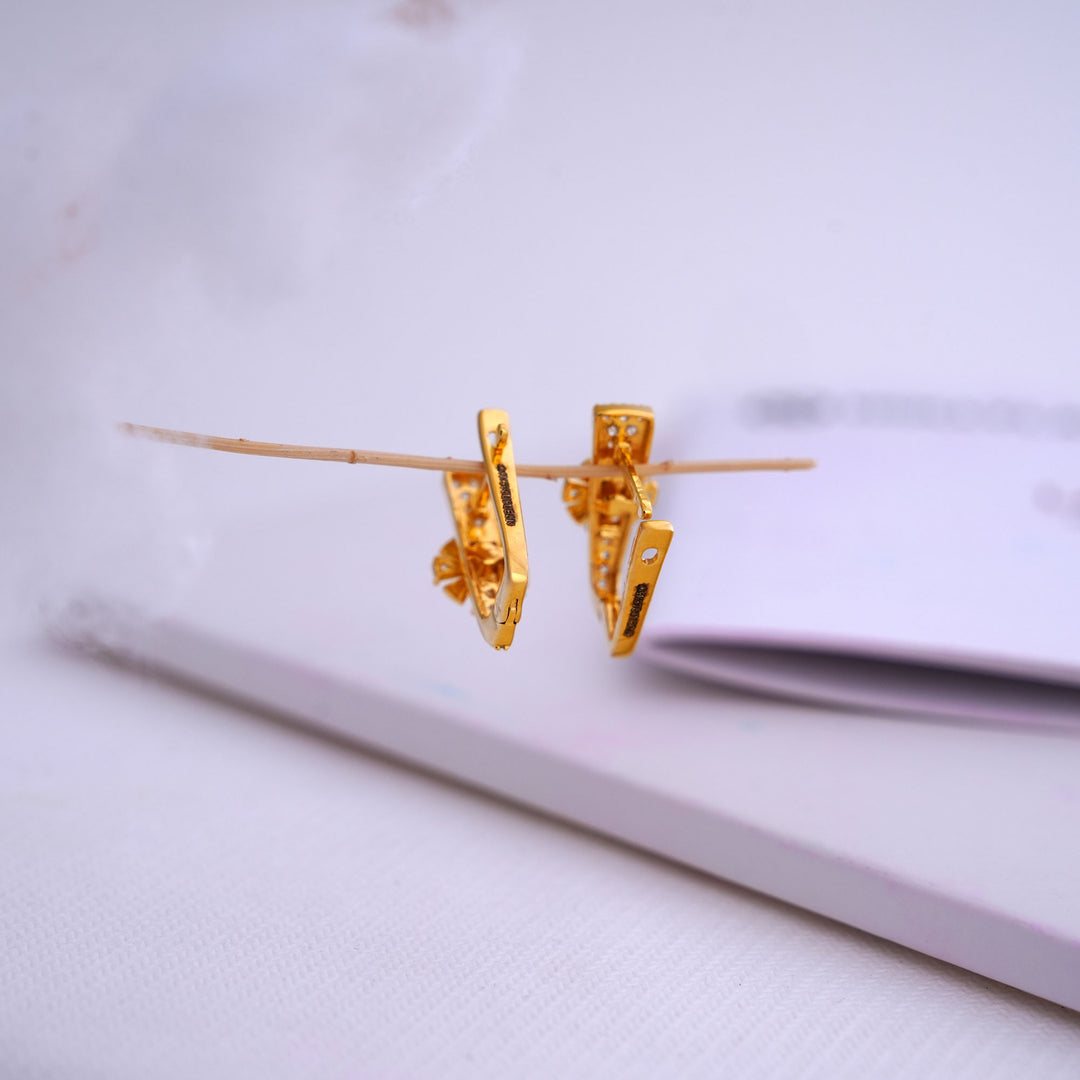 9K Gold Hoop Earrings with CZ Stones