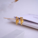 Load image into Gallery viewer, 9K Gold Hoop Earrings with CZ Stones
