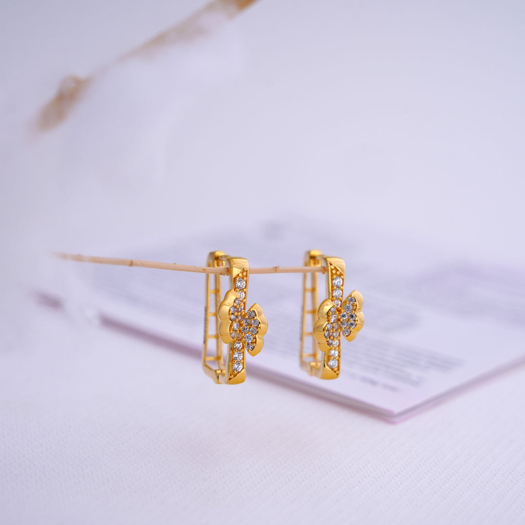 9K Gold Hoop Earrings with CZ Stones