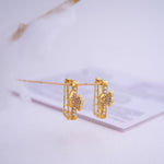 Load image into Gallery viewer, 9K Gold Hoop Earrings with CZ Stones

