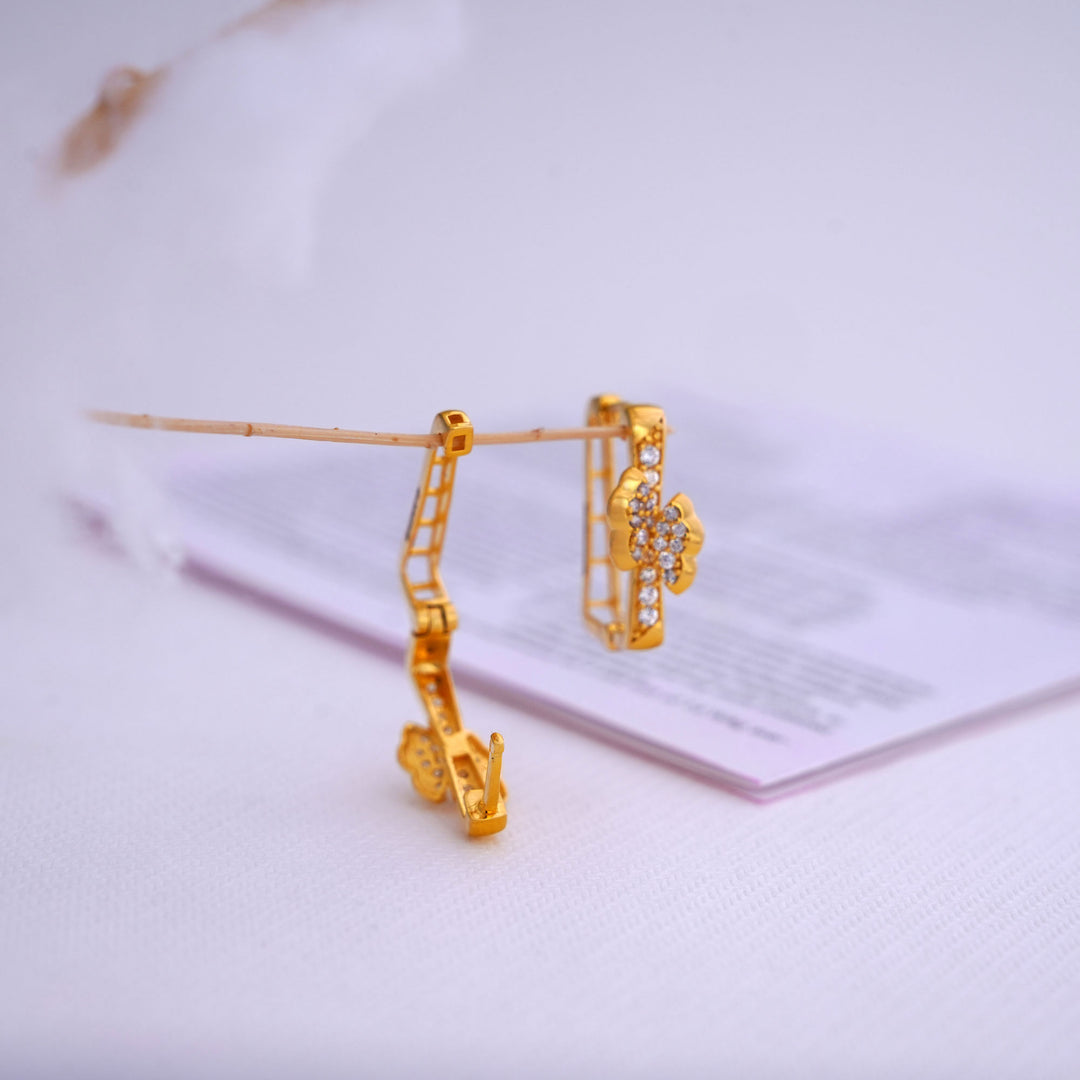 9K Gold Hoop Earrings with CZ Stones