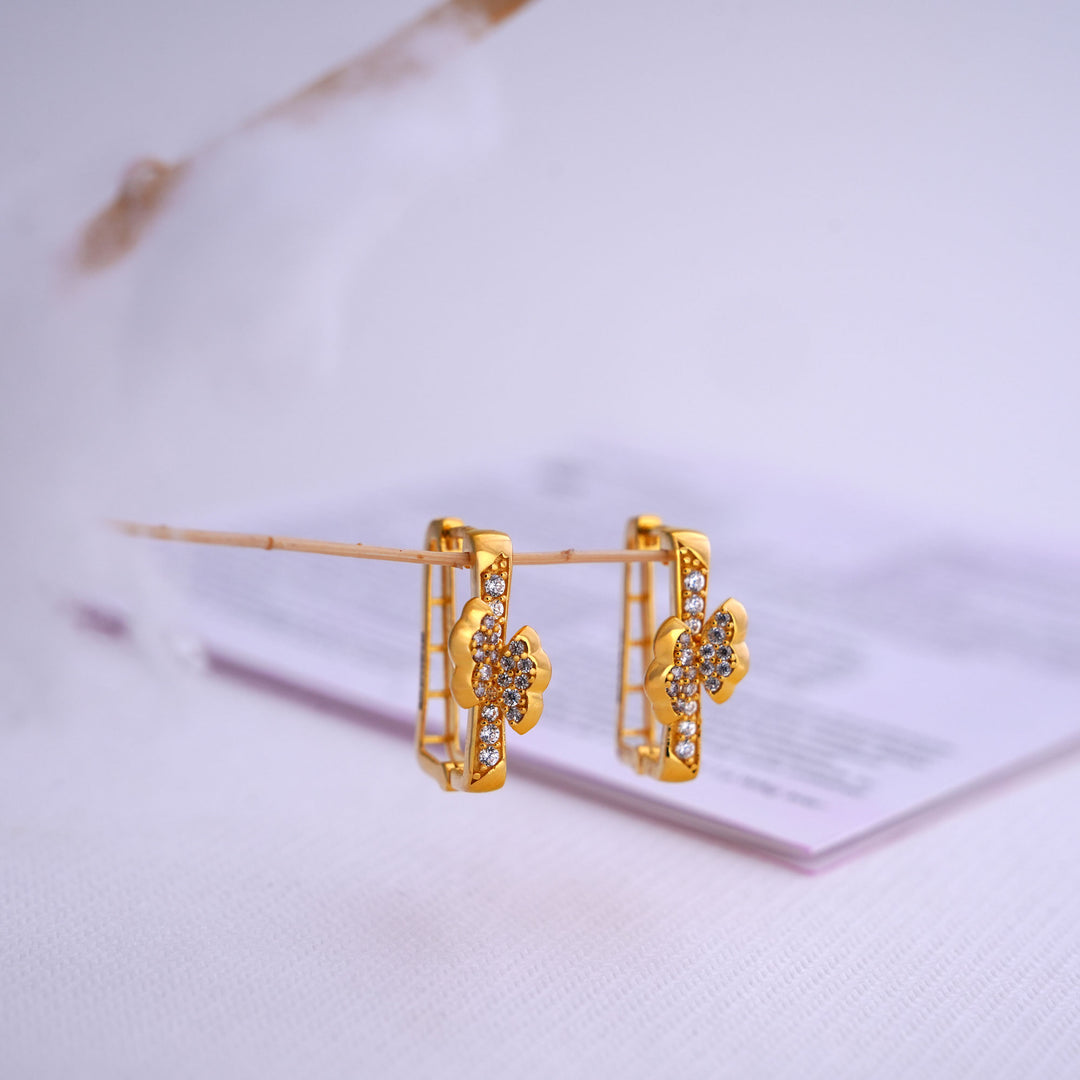 9K Gold Hoop Earrings with CZ Stones