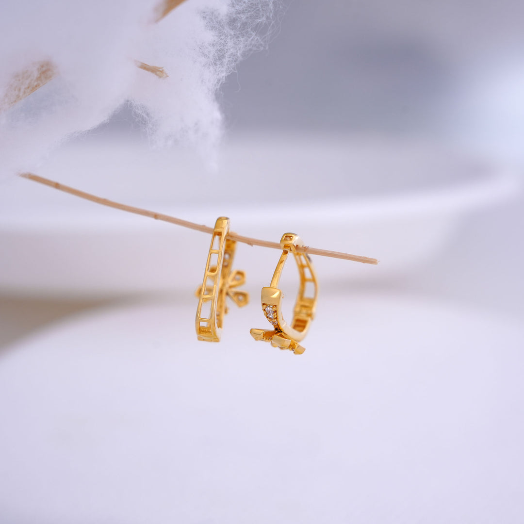 9K Gold Hoop Earrings with CZ Stones