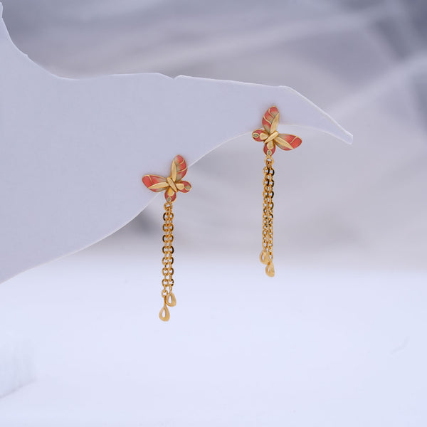 9K Gold Butterfly Drop Earrings Caia