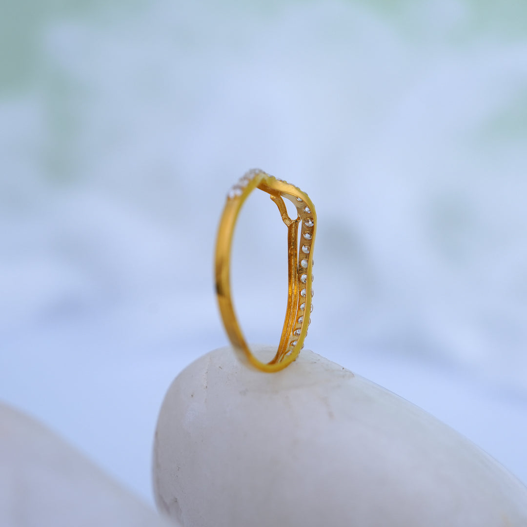 9K Gold Ring with CZ Stones