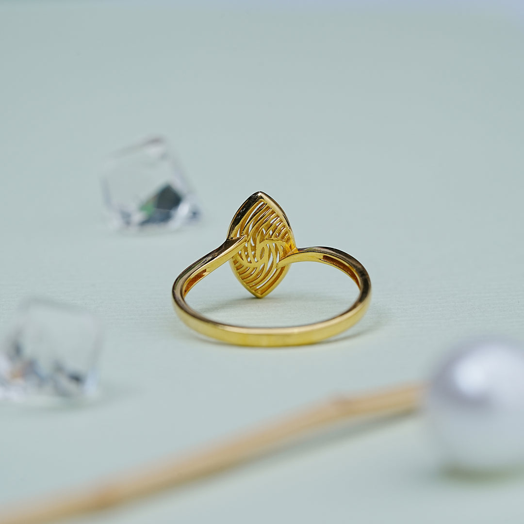 9K Gold Eye Shaped Ring for Office Wear