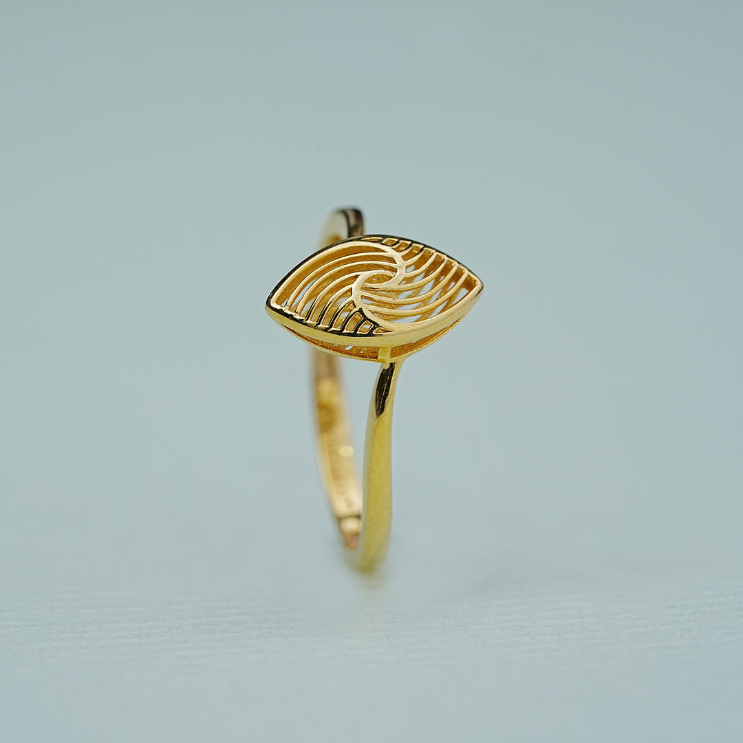 9K Gold Eye Shaped Ring for Office Wear