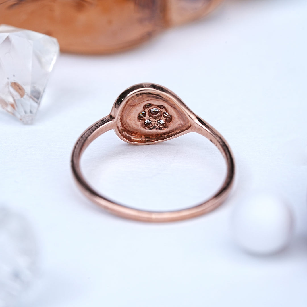 9K Rose Gold Ring with CZ Stones