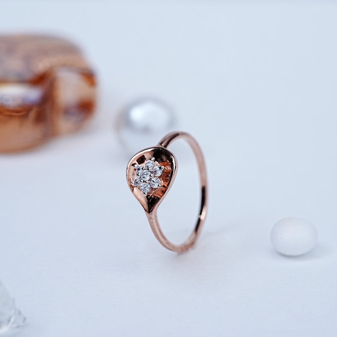 9K Rose Gold Ring with CZ Stones